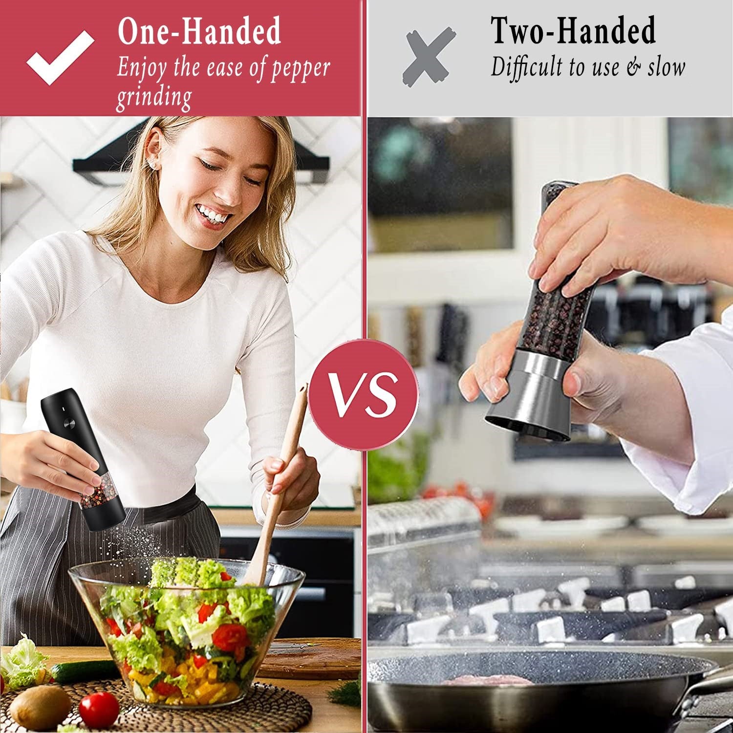 Rechargeable Electric Salt and Pepper Grinder Set